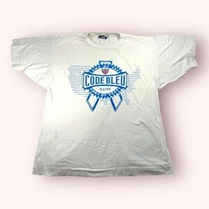 Vintage Single Stitch Code Bleu White and Blue Short Sleeve Tee T-shirt Men’s